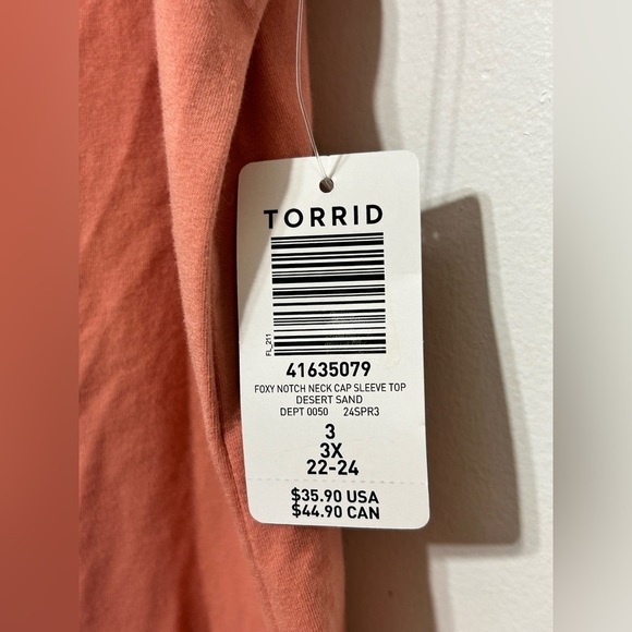 New! Torrid Foxy Notch Neck Cap Sleeve Shirt in Desert Sand Womens Size 3X - Picture 5 of 10